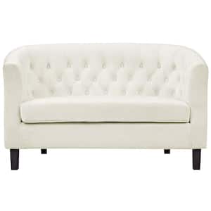 Prospect 49 in. Ivory Velvet 2-Seat Loveseat with Round Arms