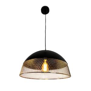 Izamal 1-Light Dome Black and Brass Cage Pendant