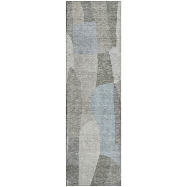Mayfield Premium Machine Washable Abstract AMF2376 Taupe 2 ft. x 7 ft. Runner Rug