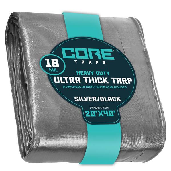 CORE TARPS 20 Ft. X 20 Ft. Silver/Black 16 Mil Heavy Duty Polyethylene Tarp, Waterproof, UV Resistant, Rip And Tear Proof CT-301-20X20 - The Home Depot
