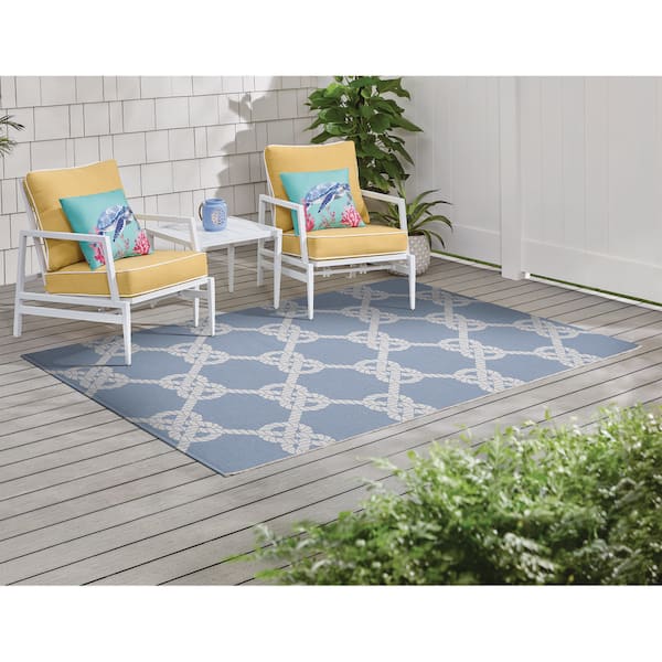 Rope Lattice Blue/White 6 ft. x 9 ft. Indoor/Outdoor Area Rug