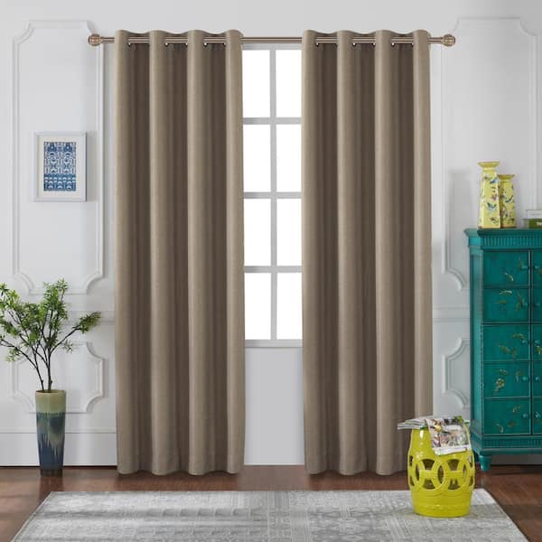 Lyndale Decor Biscuit Thermal Grommet Blackout Curtain - 52 in. W x 95 in. L