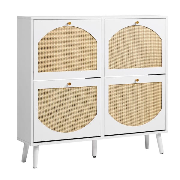 38. 58in. H x 41. 34in. W White MDF Shoe Storage Cabinet