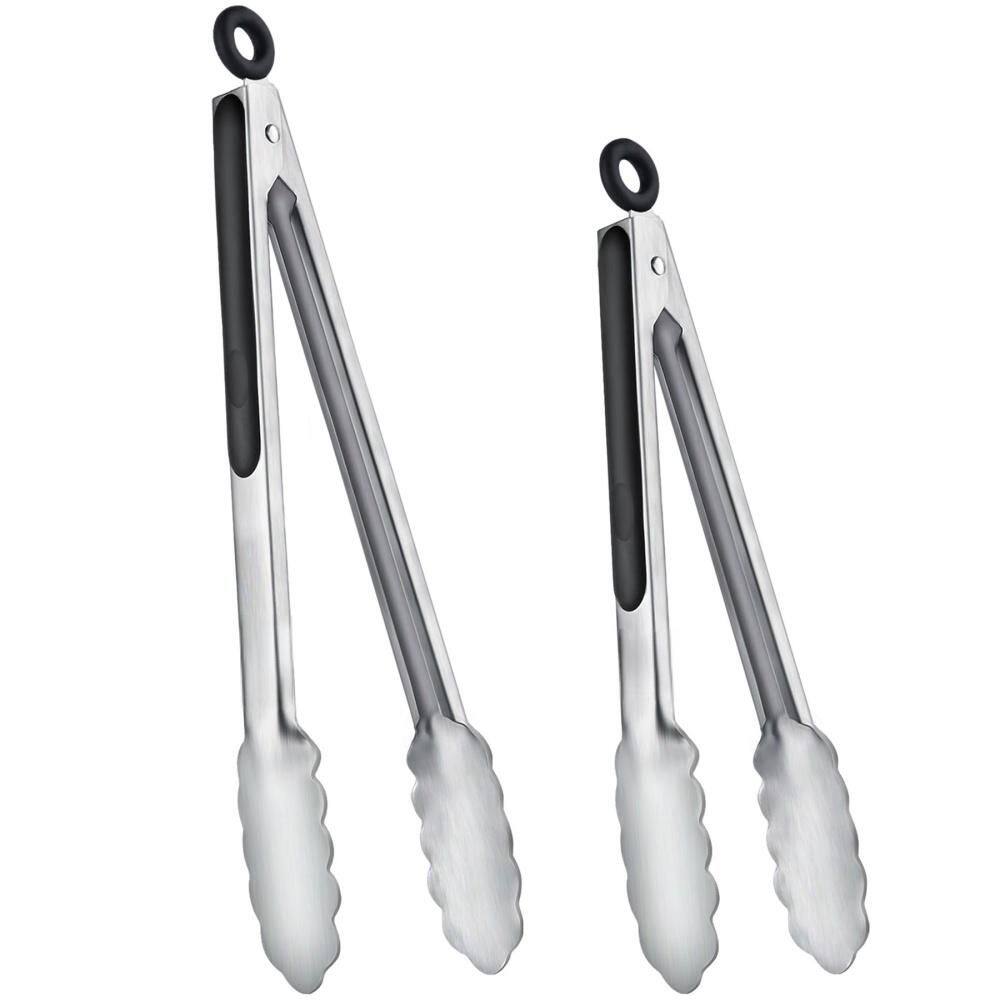 9 in. 12 in. Stainless Steel Kitchen Tongs with Locking and Non-Slip Grip for Cooking, Serving, BBQ, Grill (2-Pack) price history on PriceWatchPro