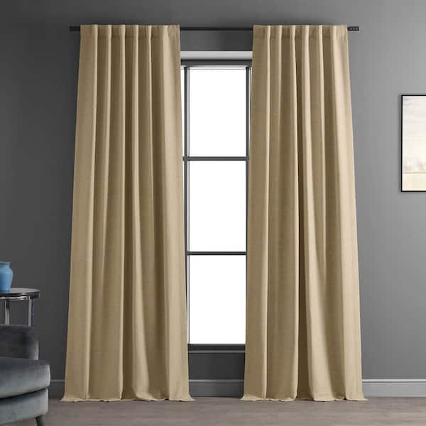 Exclusive Fabrics & Furnishings Ginger Textured Bellino Room Darkening Curtain - 50 in. W x 96 in. L Rod Pocket with Back Tab Single Curtain Panel