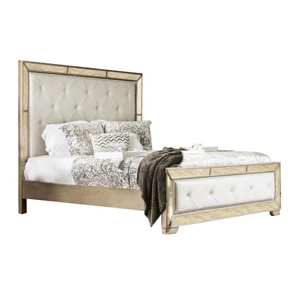 Loraine Cal.King Bed in Champagne Finish