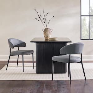 2-Piece Modern Upholstered Charcoal Dining Chairs