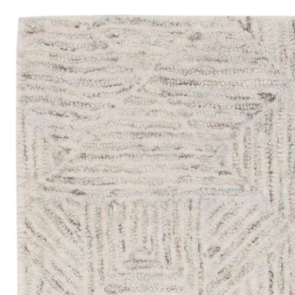 Handmade Light Blue Wool Geometric Tufted Area Rug