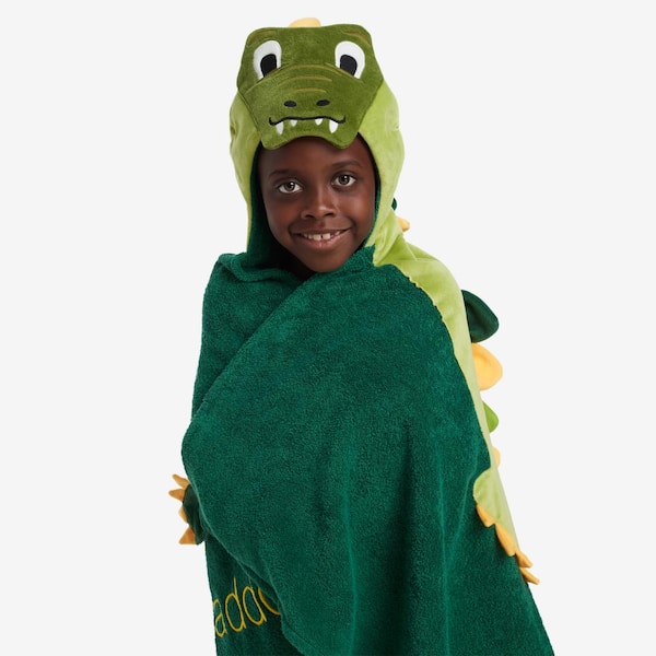 Green Alligator Character Hooded Bath Towel