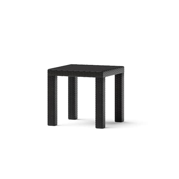 Espresso Rattan 20 in. Square Patio Side Table