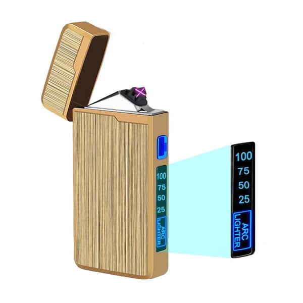 Afoxsos Digital Dual Arc Gold Metal 220 mAh USB Rechargeable Electric LIghter with Safety Protection
