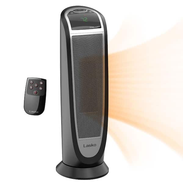 Lasko 1500 Watt 23 in. Electric Oscillating Ceramic Tower Space Heater with Timer and Remote Control CT22766 The Home Depot