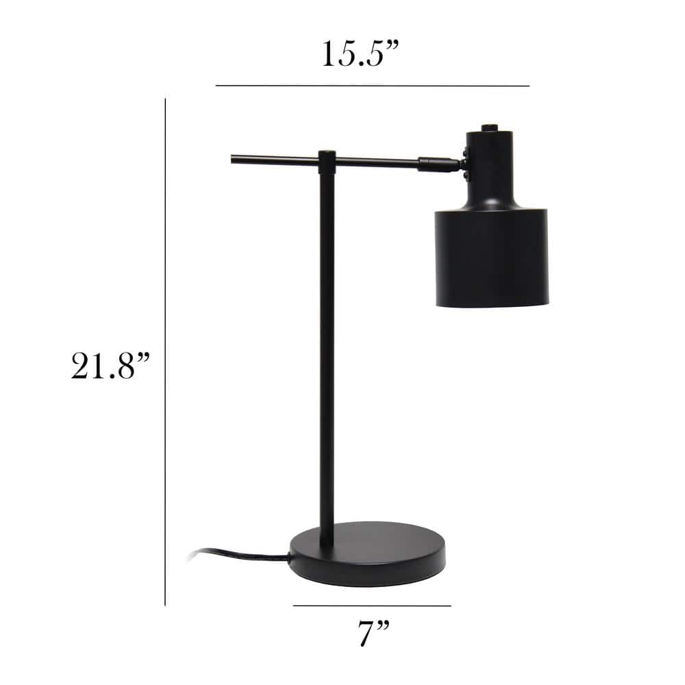Black Iron Industrial Bedside Table Lamp with Metal Shade