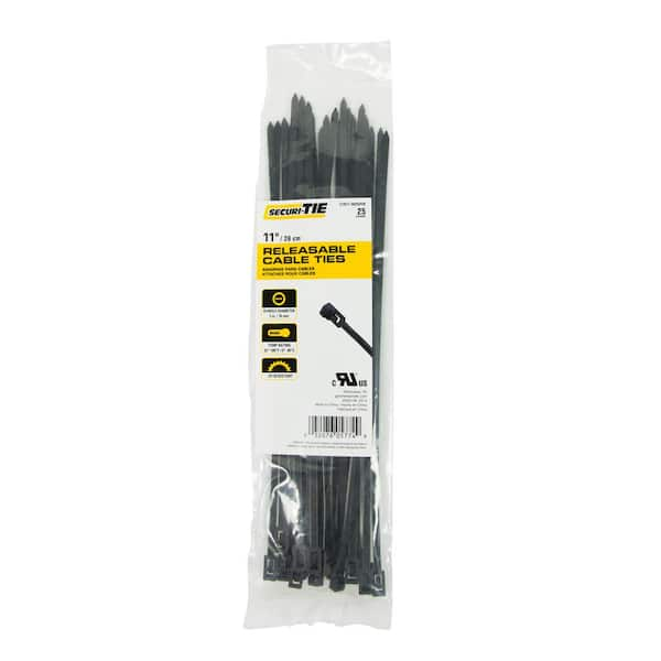 Gardner Bender 11 in. Releasable Cable Tie, Black, 25-Pack (Case of 10)