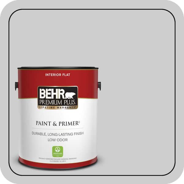 BEHR PREMIUM PLUS 1 gal. #770E-2 Silver Screen color Flat Low Odor Interior Paint & Primer