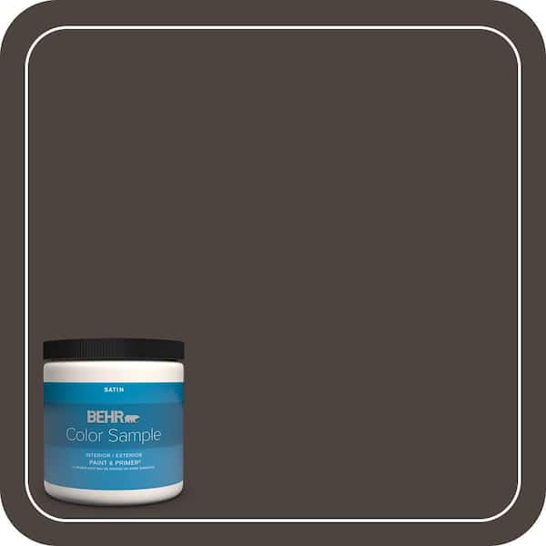 BEHR PREMIUM PLUS 8 oz. #PPU5-01 Espresso Beans Satin Enamel Interior/Exterior Paint & Primer Color Sample