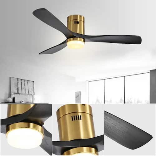 52 in. Indoor Gold black Ceiling Fan with Dimmable Color Temperature LED Ceiling Fans