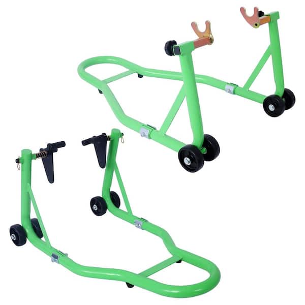 Amucolo Green Motorcycle Stand 1000 lb. Sport Bike Front and Rear Wheel Lift Swingarm Paddock Stands