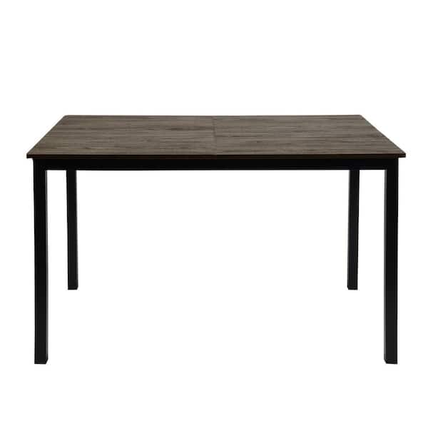 Homy Casa Bari Walnut MDF Wood 63 in. 4 Legs Extendable Farmhouse Dining Table with Removable Leaf (Seats 6)