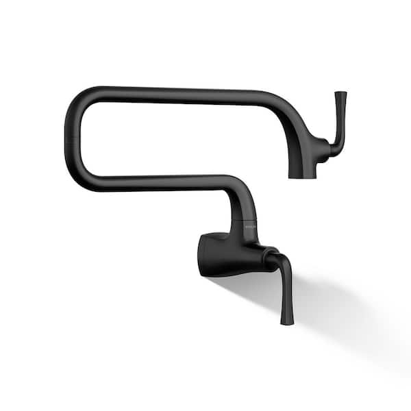 Graze Wall Mount Pot Filler Kitchen Faucet in Matte Black