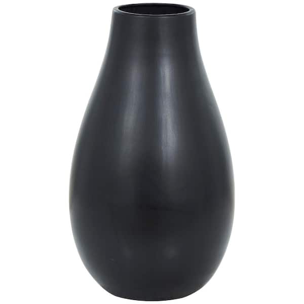 Litton Lane 28 in. Black Minimalistic Floor Ceramic Decorative Vase