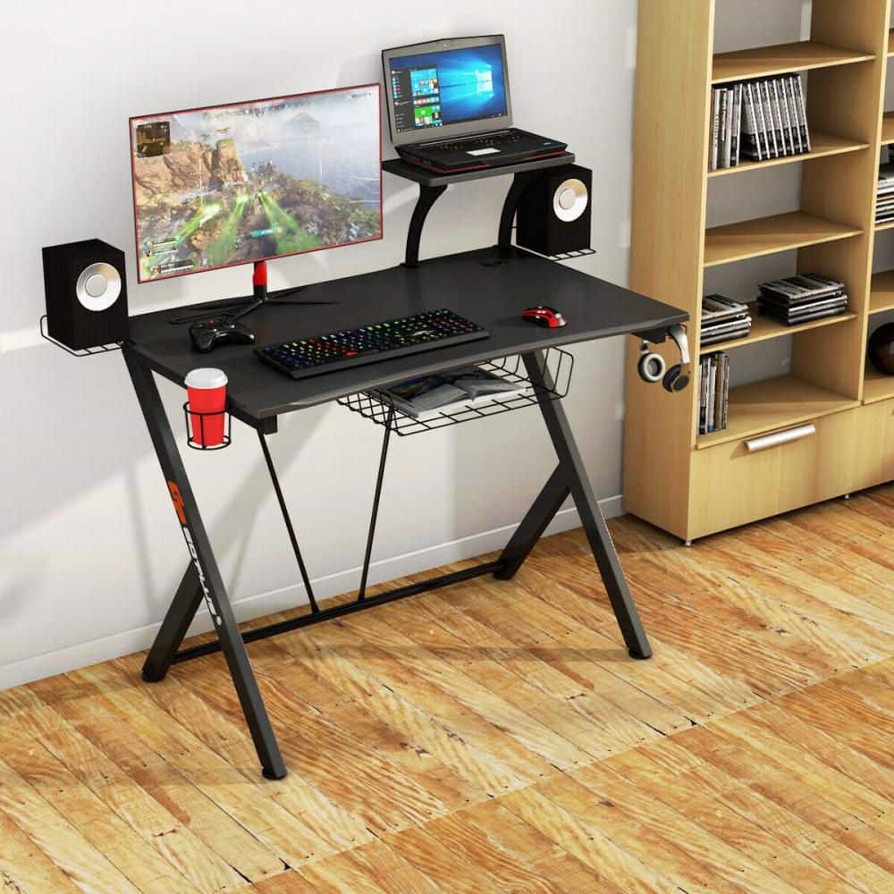 Gymax 52 in. Black Gaming Desk Computer Desk PC Table Workstation