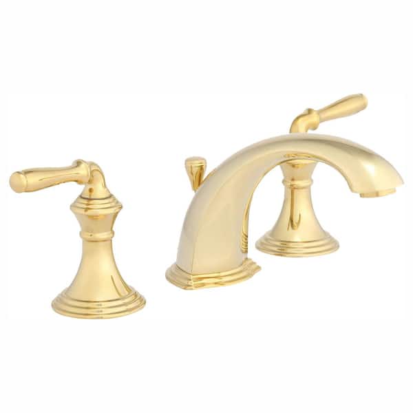 KOHLER Devonshire 8 in. Widespread 2-Handle Low-Arc Bathroom Faucet in Vibrant Polished Brass