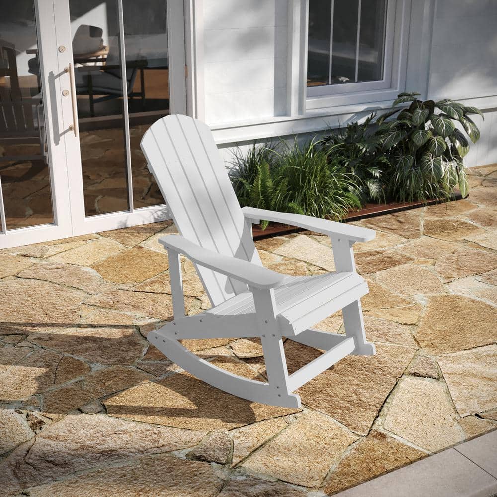White Poly Lumber Classic Adirondack Rocking Chair
