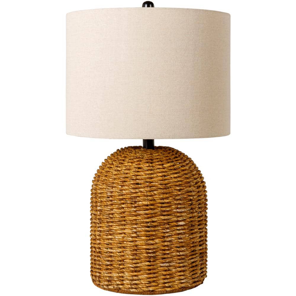 Beige Seagrass & Linen Polyester 24" Regatta Table Lamp with 3-Way Switch