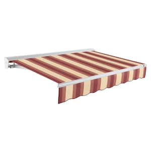 18 ft. Destin Right Motorized Retractable Awning with Hood (120 in. Projection) in Burgundy/Tan