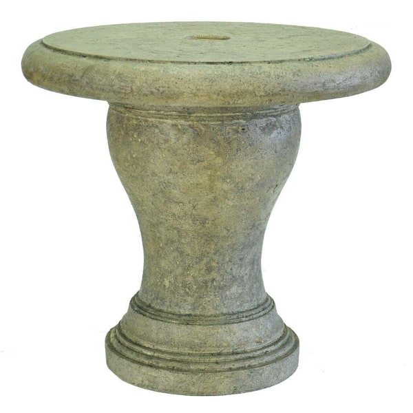 MPG 24 in. Dia Aged Granite Cast Stone Patio Round Umbrella Table