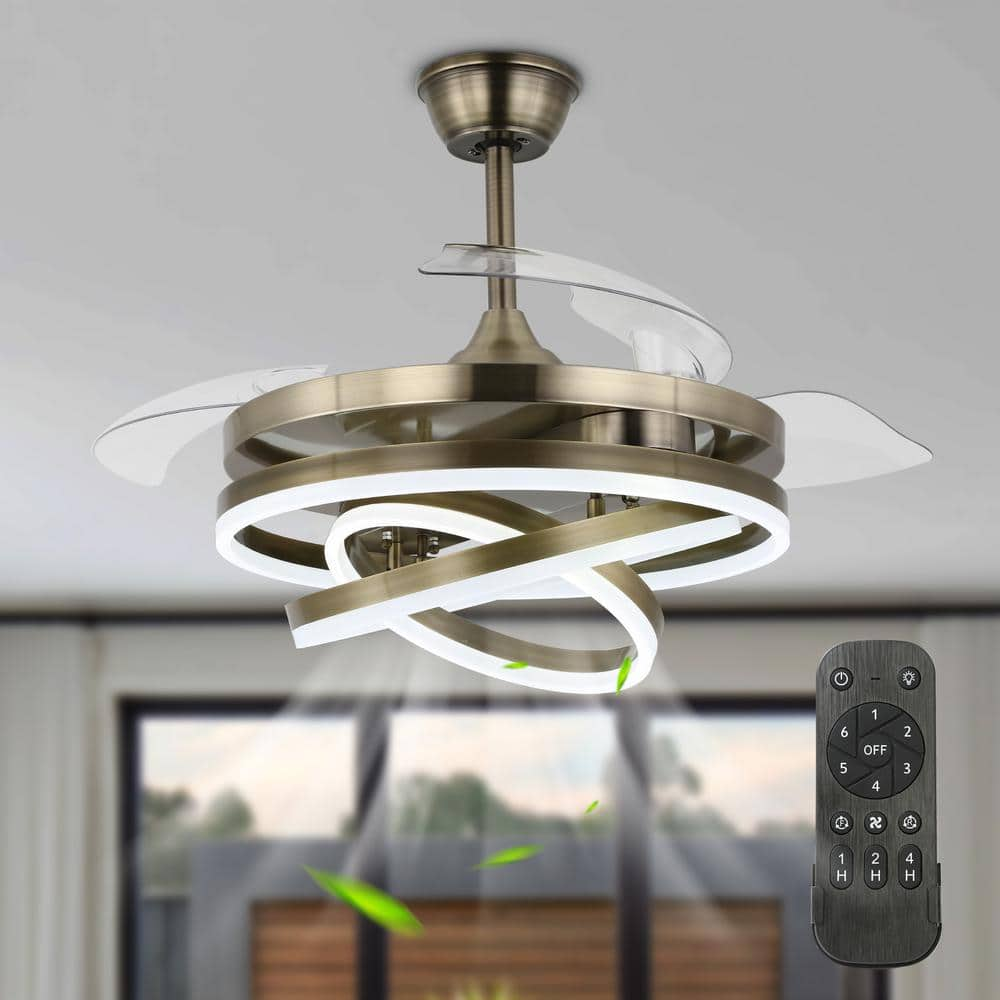 42 in. LED Indoor Bronze Reversible Ceiling Fan with Remote DIY Shape 6-Speed Retractable Fan -  Bella Depot, YXFSD4264-QR