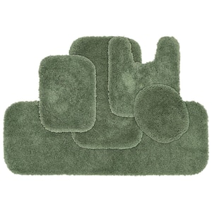 Deep Fern Green Serendipity Shaggy Nylon 5-Piece Bath Rug Set