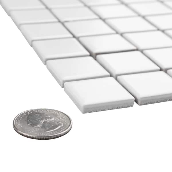 Metro Square Matte White 6 in. x 6 in. Porcelain Mosaic Take Home Tile Sample