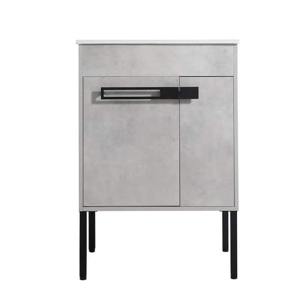 Unbranded 24 in. W Freestanding or Floating Bath Vanity Cabinet without Top in Gray with Shelf and Door, for Bathroom