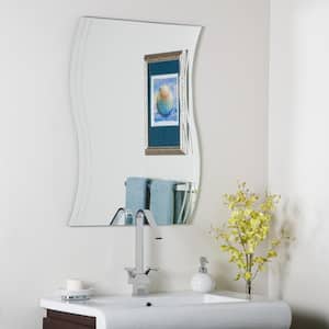 24 in. W x 32 in. H Novelty/Specialty Frameless Wall Mount Bathroom Vanity Mirror in Silver