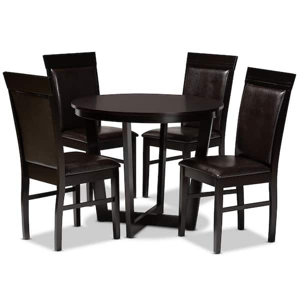 Baxton Studio Irma 5-Piece Dark Brown and Espresso Brown Dining Set