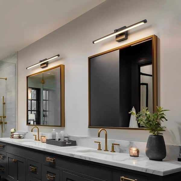 Willow 1-Light 23.6 in. Modern Black Linear Dimmable Integrated LED Bathroom Vanity Light Non-Rotatable Wall Sconces