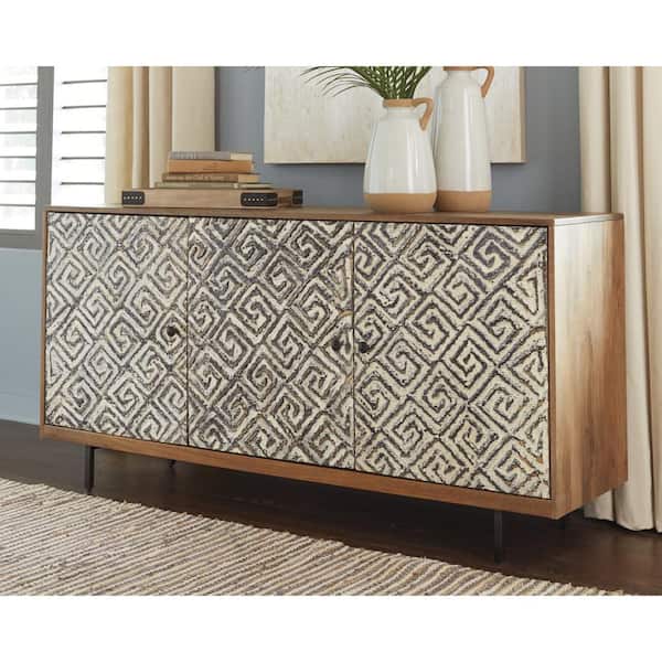 Kerrings Brown/White 32 in. H Accent Cabinet with 3-Shelves