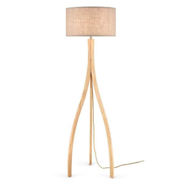 Light Society Arboa 61 4 In Natural, Natural Wood Tripod Floor Lamp