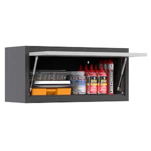 3.1 in. W x 18.1 in. H x 24.6 in. D with Up-flip Door Wall-Mounted for Garage Home Freestanding Cabinet in black & white