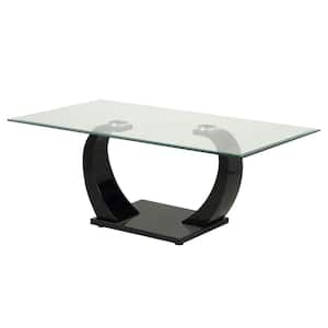 Tafthall 50 in. Black Rectangle Glass Coffee Table