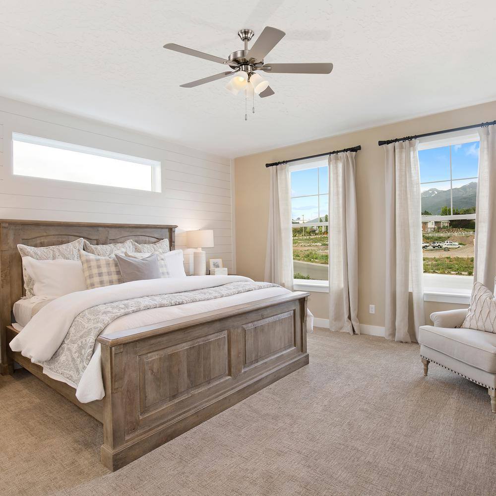 52'' Brushed Nickel Ceiling Fan with Light Kit and Reversible Blades
