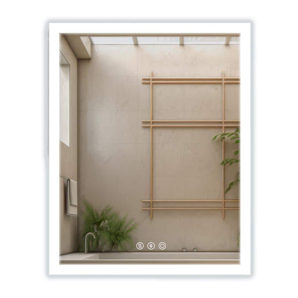 W36ONE 28 in. W x 36 in. H Rectangular Frameless Led Mirror-Dimmable Wall B