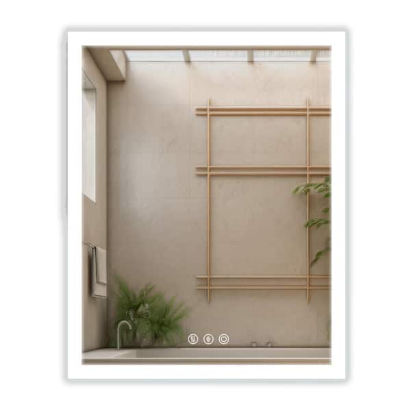 Sanlan W36ONE 28 in. W x 36 in. H Rectangular Frameless Led Mirror-Dimmable Wall Bathroom Vanity Mirror in Silver Mirror Finish