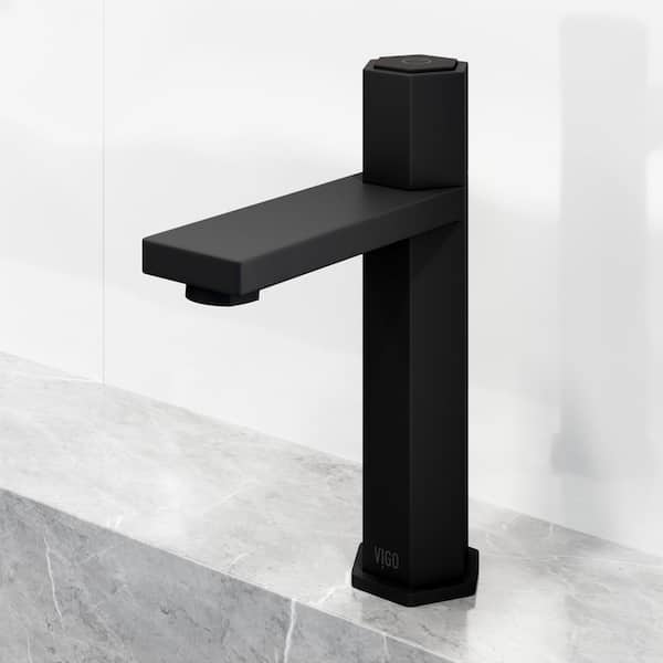 VIGO Nova Button Operated Single-Hole Bathroom Faucet in Matte