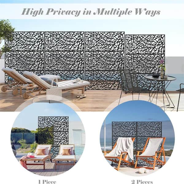 4 ft. x 6 ft. Black Galvanized Steel Mesh Shape Privacy