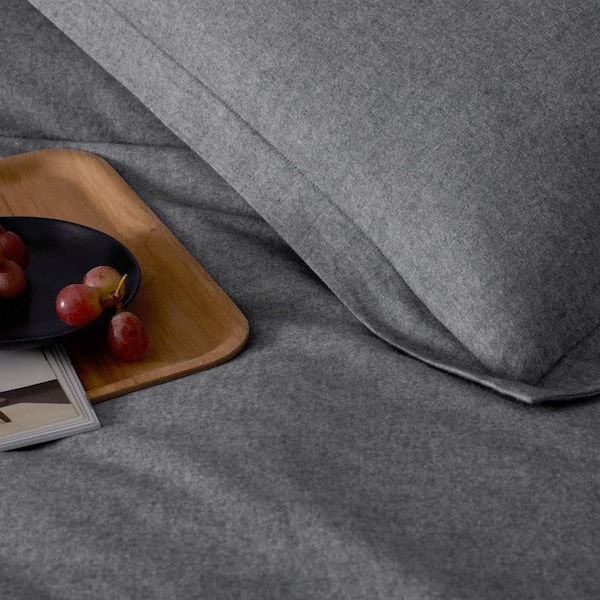 Legends Hotel Bromley Yarn-Dyed Smoke Velvet Cotton Flannel Twin/Twin XL Flat Sheet