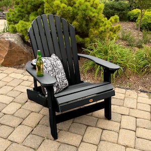 King Hamilton Black Folding and Reclining Recycled Plastic Adirondack Chair