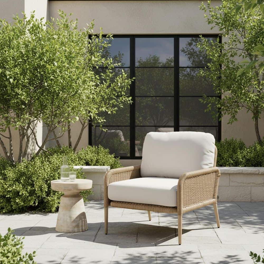 Morro All-Weather Wicker Outdoor Lounge Chair in Natural with Sunbrella Cushions price history on PriceWatchPro